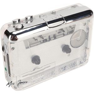 Mrs. Jones 2022 Bijgewerkte Cassette Naar Mp3-converter Draagbare USB-audiomuziekcassette Naar Digitale Converter-speler-Oortelefoon Transparante Schaal Geen Computer Nodig .