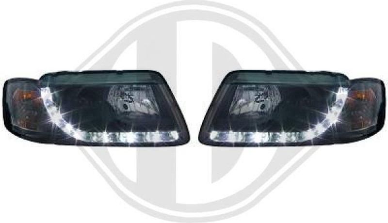 Audi - Diederichs 1030885 - Koplampen Set - Zwart - Transparent - LED - Met Navigatielicht