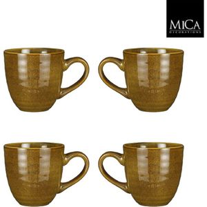 Mica Decorations Tabo Mok 9 x 9 cm - Oker - 4 stuks