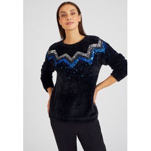 Damart - Trui met pailletten pluizig tricot - Dames - Zwart - S