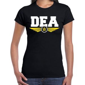 DEA agente verkleed t-shirt zwart voor dames - politie drugs bestrijding / geheime dienst - verkleedkleding / tekst shirt S