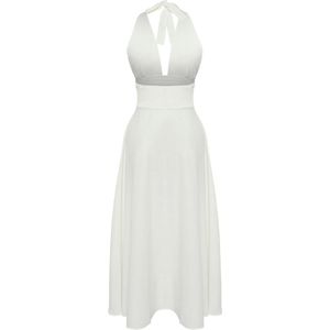 Trendyol Strandkleding Witte Geweven Midi-Jurk Met Halternek Van 100% Katoen Tbess25El00129