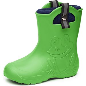 Ladeheid Kinder Regenlaarzen – Lichtgewicht Rubberen – Laarzen – Thermovoering – Meisjes – Jongens – Antislip – Regenlaarzen – Kinder – Groen – 22/23 – LA-CA-Frog245