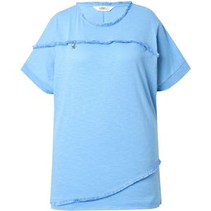 Angel of Style Angel of Style - Dames - T-shirt oversized franje sierrits - Hemelsblauw - Maat 48