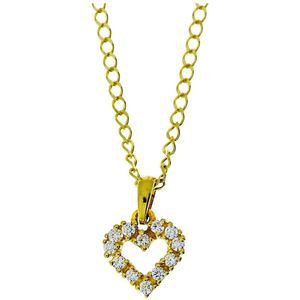 Gouden Ketting Hart Hanger 0.24 ct Diamant 18 karaats