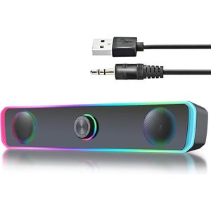 USB Gaming Soundbar met RGB Lichten en Bluetooth Verbinding voor PC en Laptop