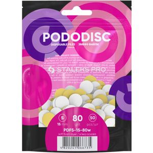 Staleks PODODISC PDFS-15-80 Witte refillpads 50 Stuks maat S (15mm) Grit 80