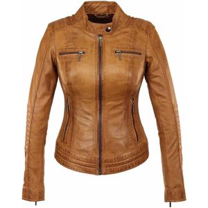 Versano Mesa Leren Dames Bikerjack Dames Jas S - Cognac