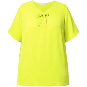 MIAMODA - Dames - Overhemdblouse A-lijn strikbandje aan de hals - Limoen - Maat 42