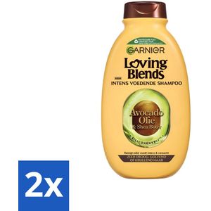 2 x Garnier Loving Blends Avocado Olie en Shea Boter Shampoo 300 ml - Haarverzorging - Shampoo - Droog Haar - Pluizig Haar - Avocado Olie