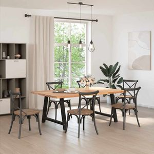 vidaXL Eettafel - Eettafels - Eetkamertafel - Keukentafel - Eettafel met natuurlijke rand massief eikenhout rechthoekig
