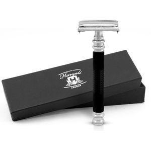 Haryali London Butterfly Safety Razor voor mannen en vrouwen - Metallic Double Edge Razor - Smart Grip - Herbruikbaar scheermes - Zwart - Past op alle DE-mesjes