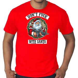 Grote maten fout Kerstshirt / Kerst t-shirt Dont fuck with Santa rood voor heren - Kerstkleding / Christmas outfit XXXL