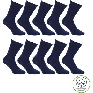 Sorprese 100% Katoenen Sokken - 10 Paar - Maat 39-42 - Donkerblauw - Sokken Dames - Sokken Heren - Aangenaam Dunne Naadloze Sokken - Cadeau