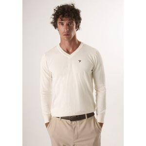 Felix Hardy - Classic V-Neck Knit Sweater - Ecru - Heren