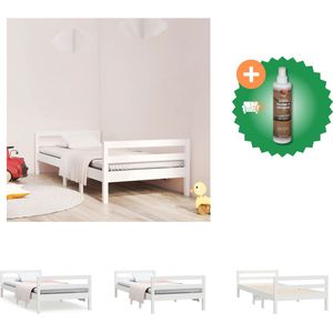 vidaXL Bedframe massief grenenhout wit 80x200 cm - Bed - Inclusief Houtreiniger en verfrisser