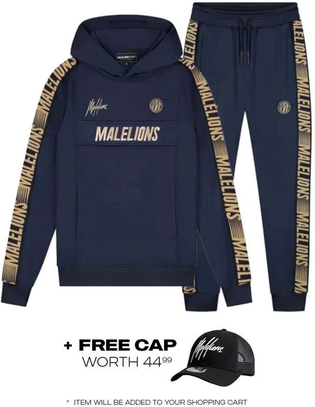 Malelions Sport Warming Up Tracksuit - Navy/Gold XXS