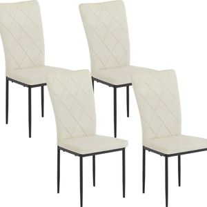 Fluwelen eetkamerstoelen set Cream - Eetkamerstoelen - Stoel - Stoelen - 4st. zithoogte 46cm