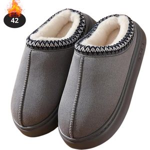Nivard Warme Pantoffels - Sloffen - Slippers - Dames - Heren - Pluche - Maat 36- Grijs