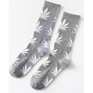 Jumada's - Wietsokken - Cannabissokken - Wiet - Cannabis - grijs-wit - Unisex sokken - Maat 36-45