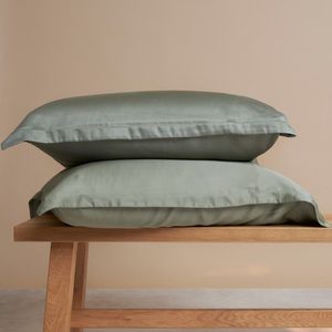 Coco & Cici - Bamboe Kussensloop 80 x 80 cm - Kussenhoes - Olijfgroen - 100% Eco Bamboe - Volant 2 cm - 1 stuk