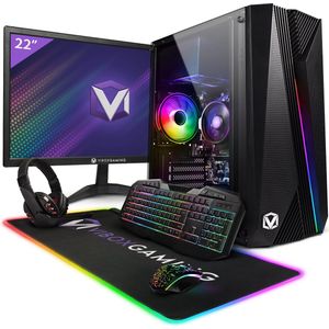 Vibox VI-12 - Gaming PC Set - Zwart - Ryzen 3 3200G - 8GB RAM - 480GB SSD - Linux OS - WiFi