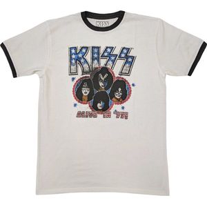 Kiss - Alive In '77 Heren T-shirt - S - Wit