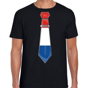 Bellatio Decorations Verkleed shirt voor heren - stropdas Nederland - zwart - supporter - themafeest XXL
