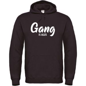 Wintersport hoodie zwart L - Gang is alles - wit - soBAD. | Foute apres ski outfit | kleding | verkleedkleren | wintersporttruien | wintersport dames en heren