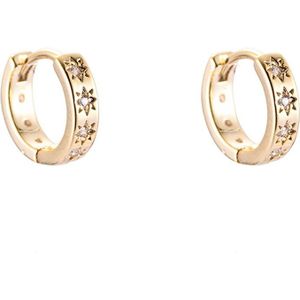Oorring - oorring - Stars - Gold Plated Earring - Goudkleurig - Zirconia - Copper