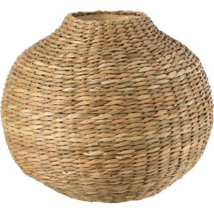 J-Line Vaas Kort Decoratief Zeegras/Bamboe Naturel - 23 cm hoog