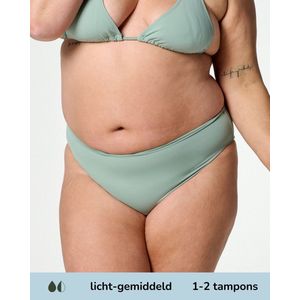 Moodies menstruatie zwemkleding - Bikinibroekje - Cheeky - licht - gemiddeld kruisje - maat XXL - Groen