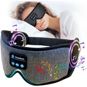Sminty® Bluetooth Slaapmasker - Bluetooth Hoofdband - Nieuwste bluetooth technologie 5.4 - 100% Verduisterend - Suede en katoen- Grijs
