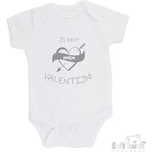 100% katoenen Romper ""Jij bent mijn valentijn!"" Unisex Katoen Wit/grijs Maat 56/62