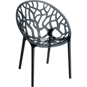 Alterego Moderne zwarte, transparante stoel 'GEO' uit kunststof
