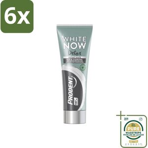 Prodent - White Now - Tandpasta - Natuurlijke Ingrediënten - Klei En Houtskool - 75 ml - Voordeelverpakking - 6 stuks - Klei - Houtskool