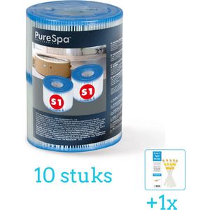 Intex Filter Cartridge S1 voor Opblaas Spa Jacuzzi (per 2 verpakt) - 10 stuks - Voordeelverpakking - Inclusief WAYS Testrips (1 stuks) - Geschikt voor Intex Spa