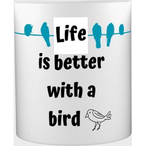 Akyol - life is better with a bird Mok met opdruk - vogels - vogel liefhebbers - verjaardag - cadeau - kado - geschenk - 350 ML inhoud