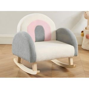 Kinderfauteuil van crèmekleurige, grijze en roze badstof ESLIDA L 50 cm x H 50 cm x D 50 cm