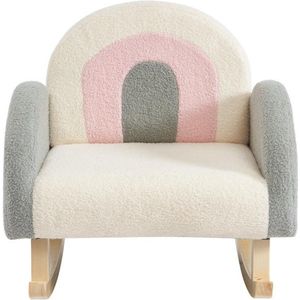 Vente-unique Kinderfauteuil van crèmekleurige, grijze en roze badstof ESLIDA L 50 cm x H 50 cm x D 50 cm