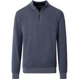 Casa Moda - Stricktroyer SNOS - Trui met Rits - Blauw - Opstaande Kraag