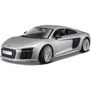 Modelauto Audi R8 V10 Plus grijs 18 x 8 x 5 cm - Schaal 1:24 - Speelgoedauto - Miniatuurauto
