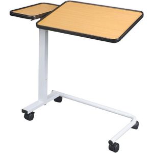 Bedtafel met 2 dienbladen en kantelbaar tafelblad - Verstelbaar en rolbaar voor bed en fauteuil
