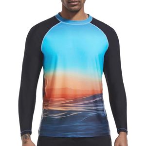Heren Zwemshirt Lange Mouw UPF 50+ Rash Guard Sneldrogend UV-Bescherming T-Shirt
