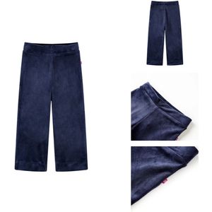 vidaXL Kinderbroek - Kinderbroeken - Broek - Ribfluwelen Broek Met Wijde Pijpen - Kinderbroek fluweel 116 donkerblauw