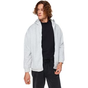 Trendyol Zwarte Oversized/Wijde Snit Met Rits Aan De Binnenkant Van Polar Fleece/Warme Hoodie Met Capuchon - Vest Tmnaw24Sw00049