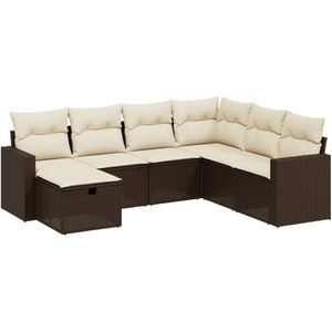 vidaXL 7-delige Loungeset - Bruin - Inclusief Kussens Loungebank - Tuinset - Tuinmeubels - Lounge Set - Buitendecoratie