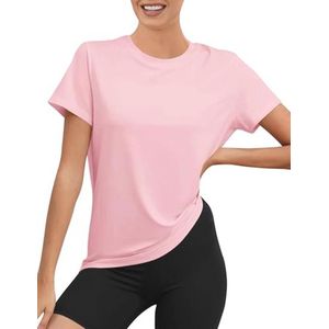 Ademende Dames Gym Tops - Sneldrogend Sport T-shirt met UV-bescherming en Loose Fit voor Zomer Workout