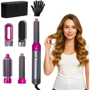 XANAA® - 5 in 1 multi styler Pro - Grijs/Lila - Met luxe opbergdoos zwart - Fohnborstel - 2025 editie - Multistyler - Föhn - Airstyler - Heteluchtborstel - Krulborstel - Hairstyler - krultang 5 in 1 - Hairwrap met 65.000 RPM - Warmte tot 110 graden.