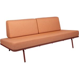 Weltevree | Sofabed | Ligbed Tuin, Zonnebed, Loungebed Buiten Loungebank | Tuinmeubel | Waterdicht | Max, 250 Kg | Oranje Kussens & Rood Frame